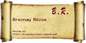 Breznay Rózsa névjegykártya